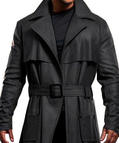 Men's Genuine Lambskin Classic Slim Fit Peanut Brown Leather Duster Overcoat Trench Coats for Men Full Length in Saudi Arabia