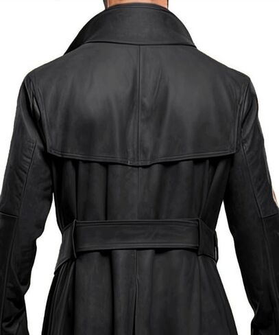 Men's Genuine Lambskin Classic Slim Fit Peanut Brown Leather Duster Overcoat Trench Coats for Men Full Length in Saudi Arabia