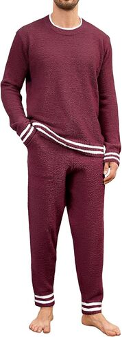 Yimoon Mens Fleece Pajamas Set Soft Fluffy Pjs Sleepwear Winter Warm Long Sleeve Fuzzy Loungewear in Saudi Arabia
