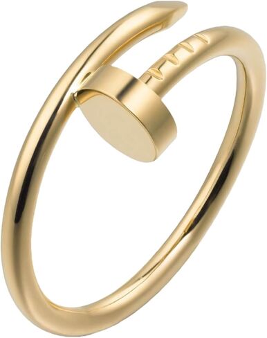 خاتم الحب للرجال من BUENAVO، مجوهرات عصرية من النحاس المطلي بالذهب عيار 18 قيراط، زفاف، عيد ميلاد، هدية، عيد الحب، أفضل هدية للذكرى السنوية للأزواج، خاتم أظافر ذهبي للنساء in Kuwait