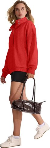 Womens Oversized Sweatshirt Button Fleece Henley Neck Pullover Top Casual Fall Fashion Outfits Clothes in Saudi Arabia
