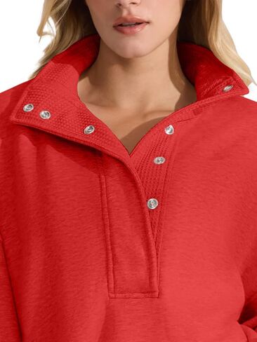 Womens Oversized Sweatshirt Button Fleece Henley Neck Pullover Top Casual Fall Fashion Outfits Clothes in Saudi Arabia