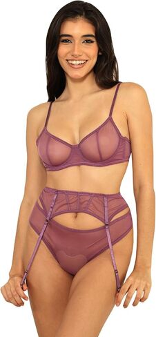 مجموعة ملابس داخلية شفافة من C'EST NICKEL للنساء مثيرة شفافة من خلال حمالة الصدر واللباس الداخلي in Kuwait