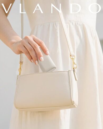 صندوق مجوهرات صغير من Vlando، حقيبة مجوهرات صغيرة لأقراط الخواتم والقلائد، منظم تخزين مجوهرات محمول مع مفتاح مغناطيسي، عيد ميلاد، هدية عيد الميلاد لها - كريمي أبيض in Saudi Arabia