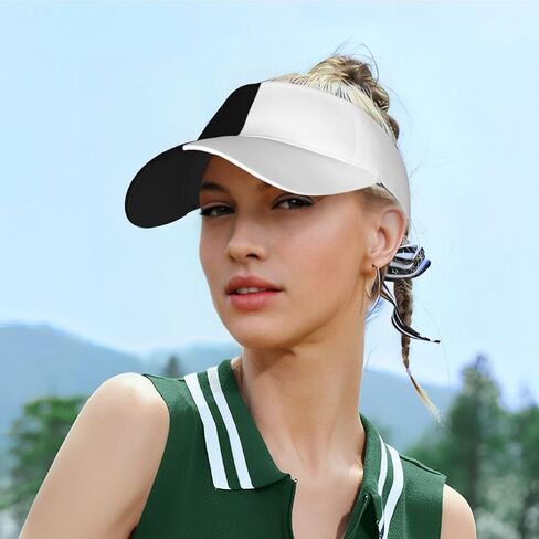 Half Black Half White Sun Sports Visor Hat One Size Cap Hat Packable Outdoor Hat for Women and Men in Saudi Arabia