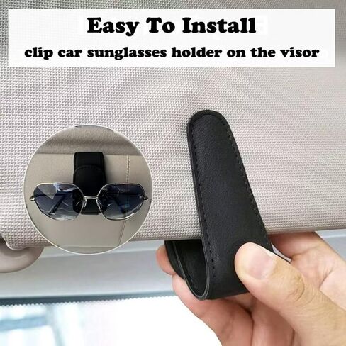 2 Pack Universal Black Magnetic Sunglass Holder for Car Sun Visor Auto Interior Accessories for SUV Truck Pickup in Saudi Arabia