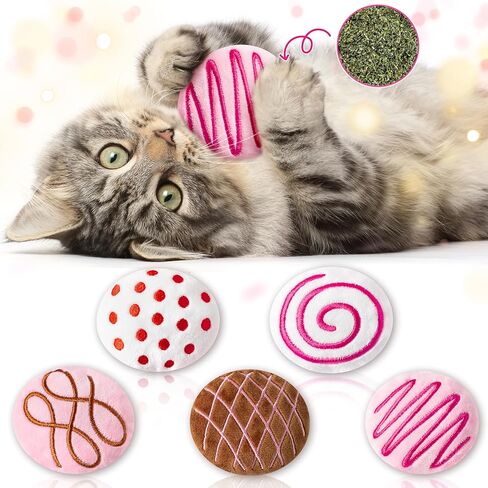 MALLMALL6 Catnip Toys for Cat - 5Pcs Christmas Pickle Catmint Interactive Cat Toy for Indoor Cats, Soft Plush with Santa Hat Cat Supplies, Kitten Teething Chew Toy Set, Pet Xmas Gifts for Cat Lover in Kuwait