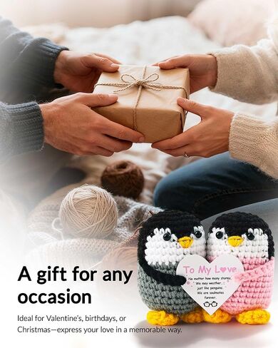 Belloxis Valentines Day Gifts for Her Boyfriend Girlfriend Animals to My Love Crochet Penguins Wedding Anniversary Valentines Birthday Small Gift for Women Men Romantic Presents Couples Wife Husband in Saudi Arabia