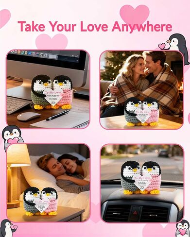 Belloxis Valentines Day Gifts for Her Boyfriend Girlfriend Animals to My Love Crochet Penguins Wedding Anniversary Valentines Birthday Small Gift for Women Men Romantic Presents Couples Wife Husband in Saudi Arabia