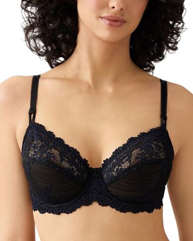 Wacoal Women's Embrace Lace Unlined Underwire Mid Coverage Bra, 65191, Black/Night Sky in Kuwait