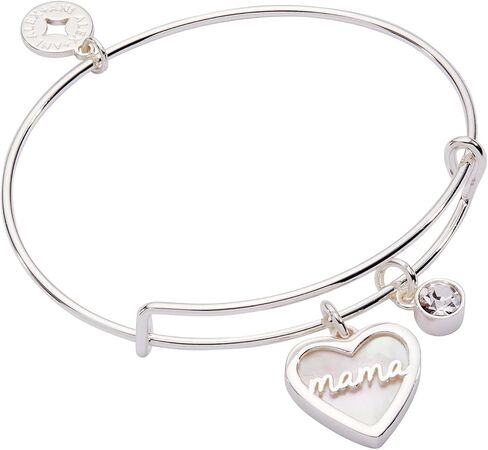 Alex and Ani BILY Mama سوار سلكي قابل للتوسيع من أم اللؤلؤ على شكل قلب للنساء in Kuwait