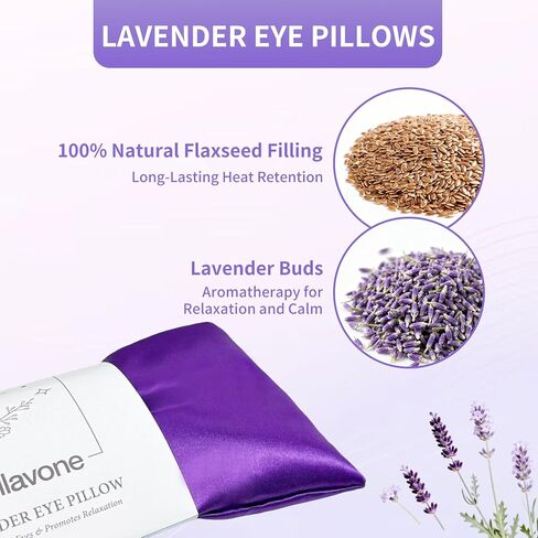 Lavender Eye Pillow for Relaxation, Yoga, Sleeping, Washable Weighted Eye Mask with Natural Flaxseeds & Lavender for Headache, Sinus, Dry Eyes Relief, Meditation Accessories with Aromatherapy, 2PK in Saudi Arabia