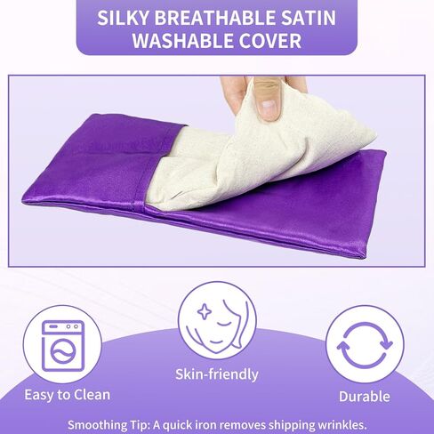 Lavender Eye Pillow for Relaxation, Yoga, Sleeping, Washable Weighted Eye Mask with Natural Flaxseeds & Lavender for Headache, Sinus, Dry Eyes Relief, Meditation Accessories with Aromatherapy, 2PK in Saudi Arabia
