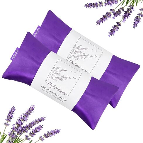 Lavender Eye Pillow for Relaxation, Yoga, Sleeping, Washable Weighted Eye Mask with Natural Flaxseeds & Lavender for Headache, Sinus, Dry Eyes Relief, Meditation Accessories with Aromatherapy, 2PK in Saudi Arabia