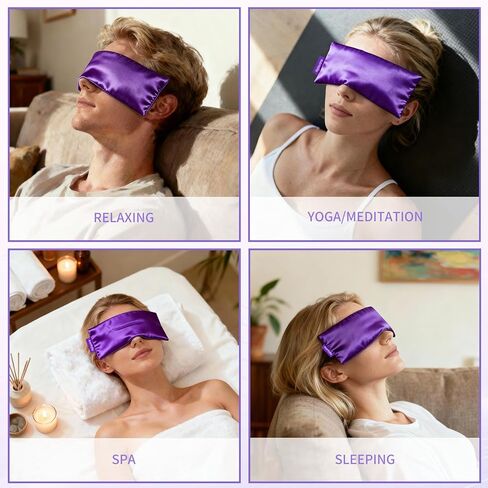 Lavender Eye Pillow for Relaxation, Yoga, Sleeping, Washable Weighted Eye Mask with Natural Flaxseeds & Lavender for Headache, Sinus, Dry Eyes Relief, Meditation Accessories with Aromatherapy, 2PK in Saudi Arabia