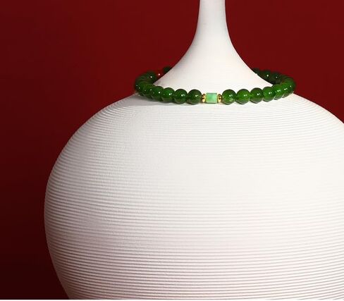 14k Gold Hetian Jade Bracelet, Lunar New Year Lucky Gift, Amber Enamel Beads, Lunar New Year Lucky Charm Gift in Saudi Arabia