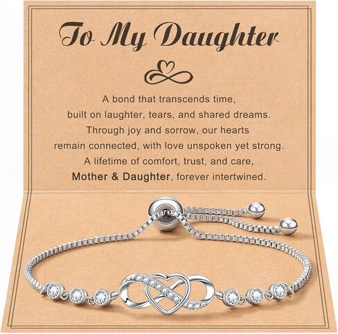 Infinity Heart Bracelets for Daughter, Mom, or Grandma – A Dainty Gift Perfect for Valentines, Mothers Day, Birthdays, or Christmas in Saudi Arabia