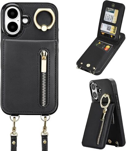 uCOLOR for iPhone 15 Pro Max Wallet Case with Card Holders for Women, Crossbody Zipper Protective Leather Case with Strap Wrist Ring RFID Protective 6.7" (Beige, iPhone 15 Pro Max 6.7") in Saudi Arabia