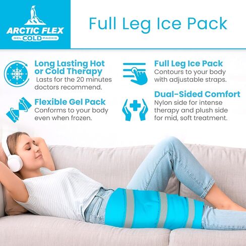 Arctic Flex Full Leg Ice Pack Wrap (Hot & Cold Therapy) - Large, Reusable Gel Ice Pack for Injuries & Swelling - ICY Sleeve for Leg Pain Relief - Cold/Hot Wrap for Thigh, HIPS, Knee, Shins & Back in Saudi Arabia
