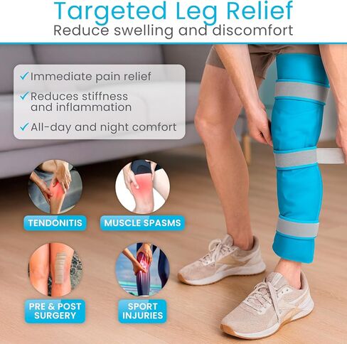 Arctic Flex Full Leg Ice Pack Wrap (Hot & Cold Therapy) - Large, Reusable Gel Ice Pack for Injuries & Swelling - ICY Sleeve for Leg Pain Relief - Cold/Hot Wrap for Thigh, HIPS, Knee, Shins & Back in Saudi Arabia