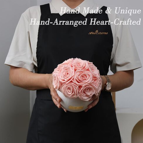 Preserved Roses,Weeding Flowers,Table Centerpiece Flowers14Pcs Long Lasting Real Rose in Ceramic Vase,Table Flowers for Party,Wedding Decor,Birthday,Anniversary,Wedding Gifts for Her(Peach Pink) in Saudi Arabia