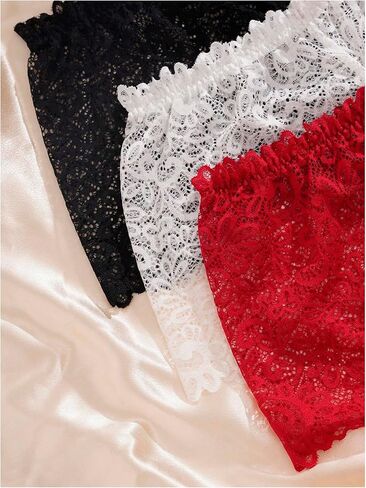 OYOANGLE Women's Plus Size Crotchless Panties Open Crotch Mid Rise Lace Boyshorts Underwear in Saudi Arabia