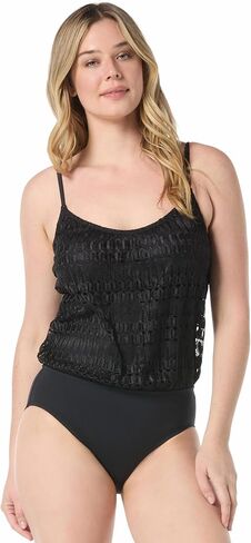 SHAPEMAKER One Piece Swimsuit with Blouson Modest Top, Curve Smoothing Features, Removable Soft Cups in Saudi Arabia