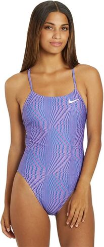 Nike Women's HydraStrong Multi Print Lace Up Tie Back One Piece Swimsuit Polarized Pink, Size 32 in Saudi Arabia