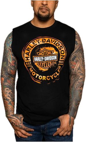 Harley-Davidson Men's Remains B&S Sleeveless Cotton Muscle Shirt, Black in Saudi Arabia