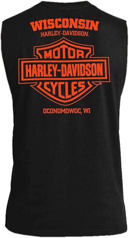 Harley-Davidson Men's Remains B&S Sleeveless Cotton Muscle Shirt, Black in Saudi Arabia