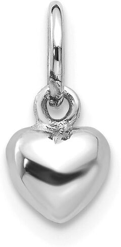 The Black Bow 14k White Gold Tiny Puffed Heart Charm, 5mm (3/16 inch) in Saudi Arabia