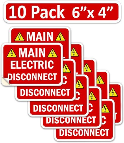 Assorted 8 Pack Main Electrical Disconnect Sticker Service Label Notice Emergency Sign Symbol Decal Marker Vinyl 12x9 9x12 9x7 7x9 6x4 4x6 inches Vinyl Waterproof in Kuwait