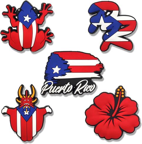 12Pcs Puerto Rico Shoe Charms, Puerto Ricans Charms for Shoes, Wristbands, Sandals, Bracelets, Gifts for Birthday, Holidays, Party for Boy Girls Adults Teen in Saudi Arabia