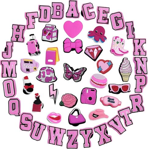 48 PCS Shoe Charms for Girls Boys Women Men Teens, Decorative Charms for Sandals, Party Favors, 0.47" Button Diameter (Pink 48pcs) in Saudi Arabia