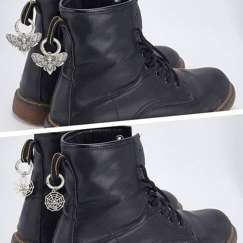 10 Pcs 5 Styles Halloween Alloy Punk Shoe Charms: Moth, Bat, Spider Webs, Skeleton Shape with Spring O Ring for Dress up Ball Shoe Decor Cosplay in Saudi Arabia