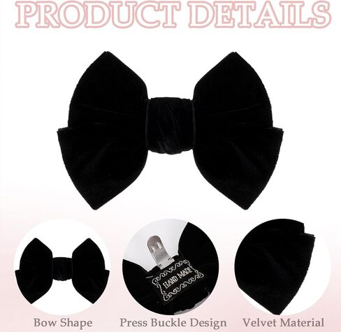 2 Pcs Bow Shoe Clips Velvet Bow Shoe Clips Decorative Shoe Clips for Women Wedding Party Shoe Charms Decoration Wedding Gift (Black) in Saudi Arabia