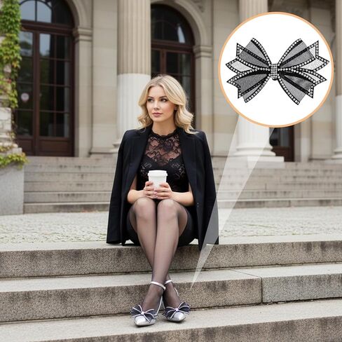 2 Pcs Rhinestone Shoe Bows Clips for Women, Black Bow Decorative Shoe Clip, Buckle Detachable Rhinestone Jewelry Ornaments Shoes Clips for Women Heels, Bridal Wedding Party Prom Shoes Clip Decorations Accessories in Saudi Arabia