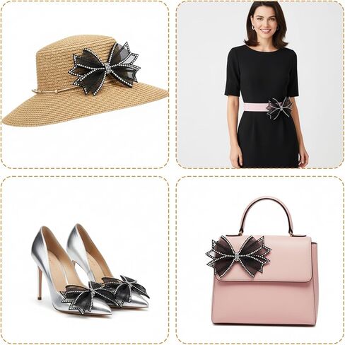 2 Pcs Rhinestone Shoe Bows Clips for Women, Black Bow Decorative Shoe Clip, Buckle Detachable Rhinestone Jewelry Ornaments Shoes Clips for Women Heels, Bridal Wedding Party Prom Shoes Clip Decorations Accessories in Saudi Arabia