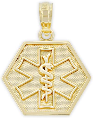 سحر بطاقة الهوية الطبية من Gold Caduceus - ذهب أصفر خالص عيار 10 قيراط - هدية تخرج رائعة in Saudi Arabia