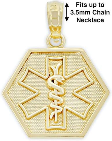 سحر بطاقة الهوية الطبية من Gold Caduceus - ذهب أصفر خالص عيار 10 قيراط - هدية تخرج رائعة in Saudi Arabia