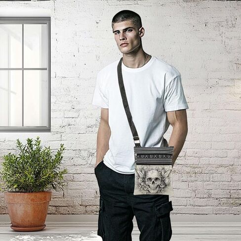 Halloween Gifts for Women Skull Messenger Bag Adjustable Strap Crossbody Pouch Zipper Present in Saudi Arabia