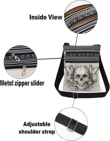 Halloween Gifts for Women Skull Messenger Bag Adjustable Strap Crossbody Pouch Zipper Present in Saudi Arabia