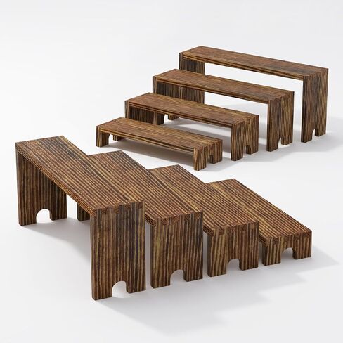 2 Set Wooden Riser Display Stands,4 Tier Stackable Cupcake Stand,Wood Dessert Table Display Set,Perfume Organizer Stand,Display Shelf for food,figures,& Farmhouse Decor in Saudi Arabia
