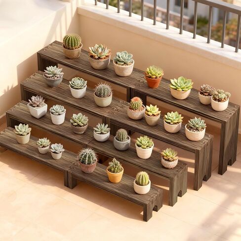 2 Set Wooden Riser Display Stands,4 Tier Stackable Cupcake Stand,Wood Dessert Table Display Set,Perfume Organizer Stand,Display Shelf for food,figures,& Farmhouse Decor in Saudi Arabia