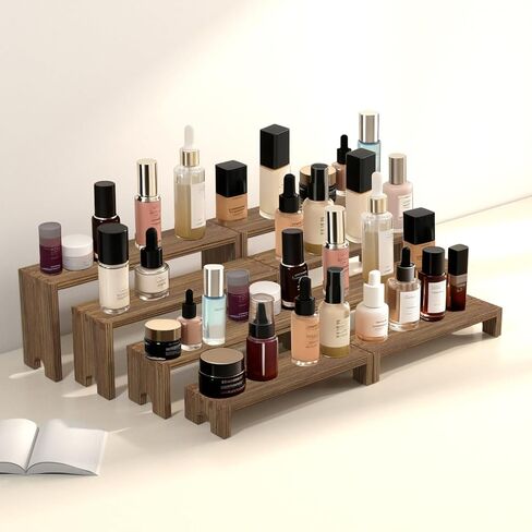 2 Set Wooden Riser Display Stands,4 Tier Stackable Cupcake Stand,Wood Dessert Table Display Set,Perfume Organizer Stand,Display Shelf for food,figures,& Farmhouse Decor in Saudi Arabia