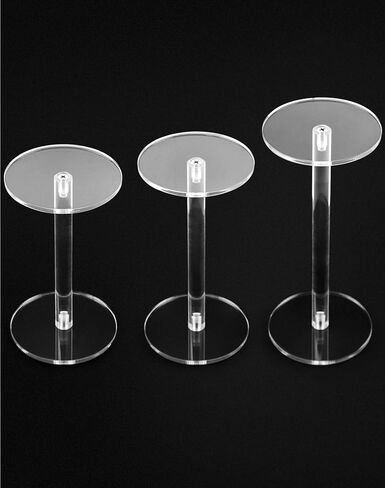 QWORK Round Acrylic Display Stand, 2 Sets Premium Clear Round Riser Stands in Saudi Arabia