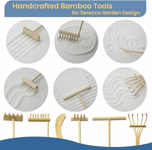 Zen Garden Kit for Desk, 12x8 Inch Sand Tray with 16 Accessories and 6 Tools, Japanese Meditation Mini Garden Set,Mini Meditation Decor for Adults, Stress Relief, Home & Office Decor, Unique Gift Set. in Saudi Arabia
