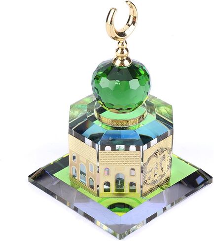 Tissting Muslim Crystal Gilded Kaaba Clock Tower Miniature Model Showpiece, 3D Mosque Architecture Model Kits for Home Desktop Decoration Gifts Handicrafts in Saudi Arabia