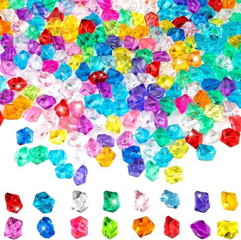 Syhood 400 Piece Multicolor Acrylic Gems Ice Cubes Set Fake Crushed Ice Rocks, Crystals, and Gems for Wedding Event Decoration, Arts and Crafts, Vase Fillers(Multi-Color) in Saudi Arabia