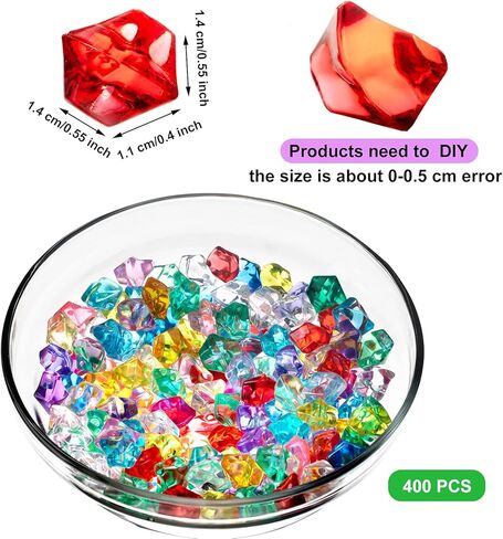 Syhood 400 Piece Multicolor Acrylic Gems Ice Cubes Set Fake Crushed Ice Rocks, Crystals, and Gems for Wedding Event Decoration, Arts and Crafts, Vase Fillers(Multi-Color) in Saudi Arabia